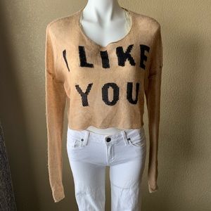 Wildfox white label I Like You Crop Shirt Medium